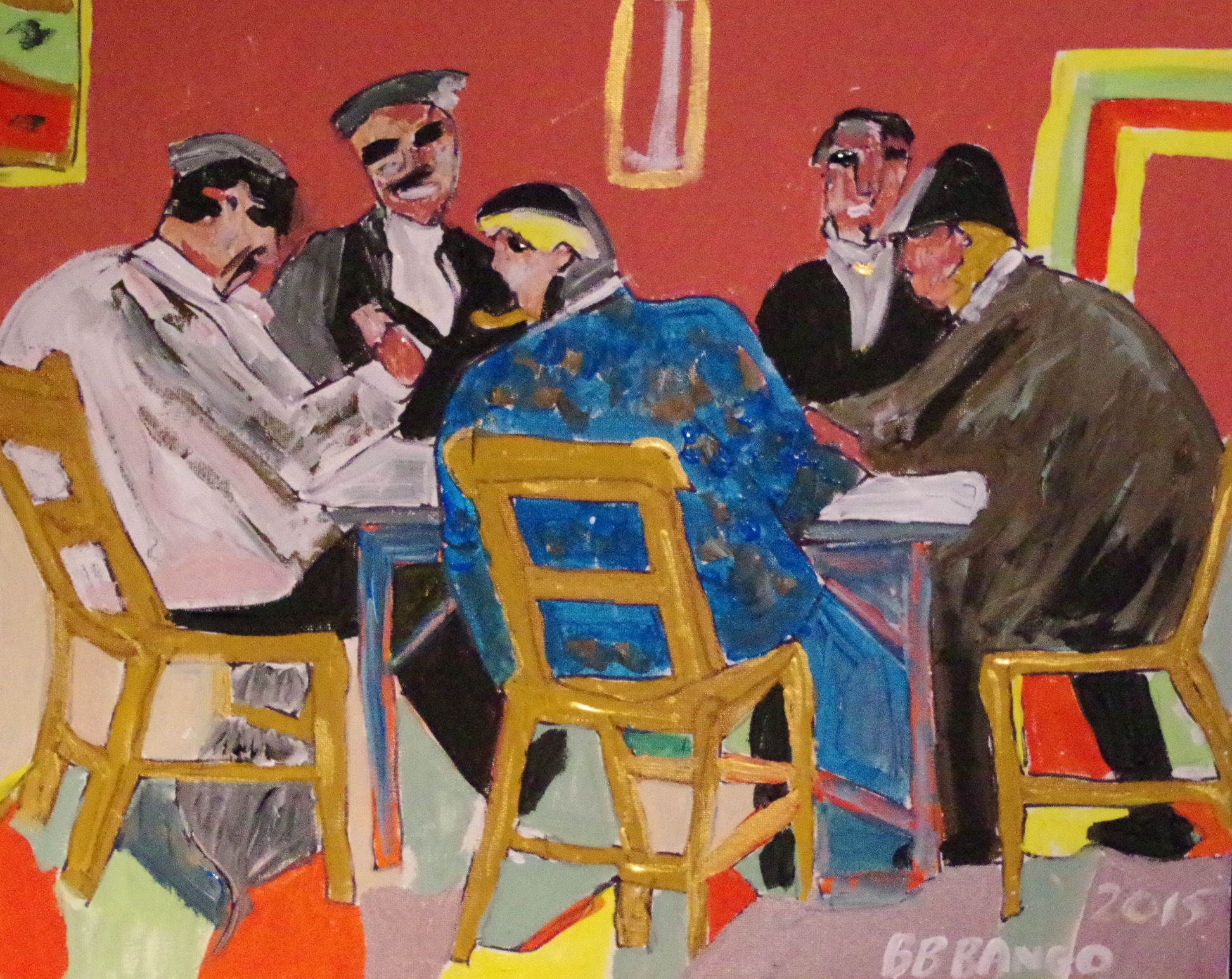 'Playing Cards' by BB Bango based 20 by 16 inch acrylic on canvas. Sold to art collector in UK
