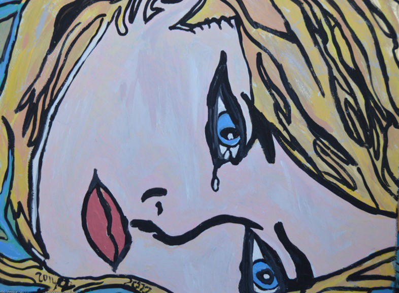 'Crying' by BB Bango acrylic on canvas. Sold to Isle of Wight / London Collector February 1st 2022